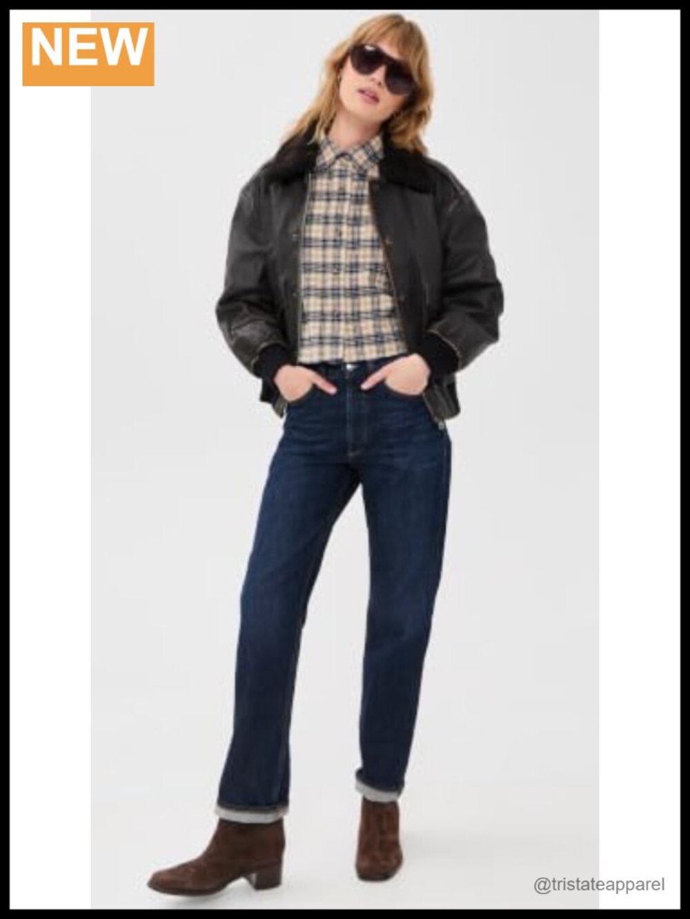 Detachable Collar Leather A-2 Bomber Jacket Women's Long Sleeve - Picture 4 of 5